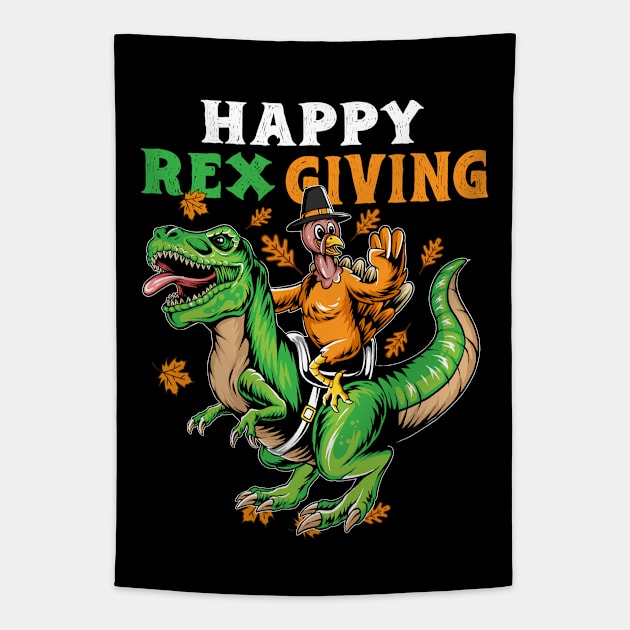 Happy Thanksgiving Turkey Saurus Rex Dinosaur Thanksgiving Turkey Day For Boys Celebrate Thanksgiving Funny Thanksgiving Tapestry by dianoo