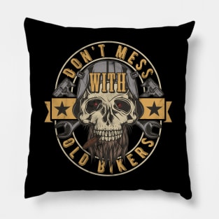 Old Bikers Distressed Vintage Style Pillow