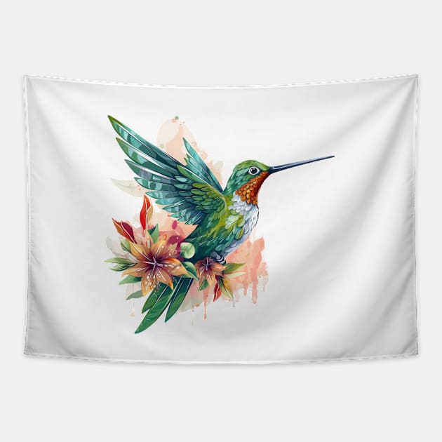 Watercolor Hummingbird Tapestry by zooleisurelife