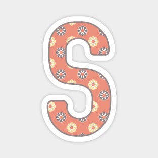 MONOGRAM LETTER S PINK FLORAL TYPOGRAPHY DESIGN Magnet