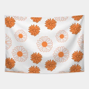 Orange Color Daisies Pattern Tapestry