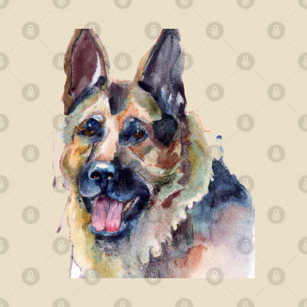 German Shepherd Watercolor - Gift For Dog Lovers by Edd Paint Something