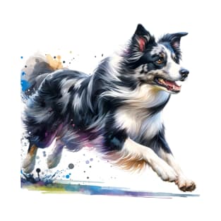 Border Collie Watercolor Painting - Beautiful Dog T-Shirt