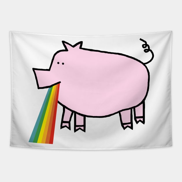 Animals with Rainbow Puke Pink Pig Tapestry by ellenhenryart