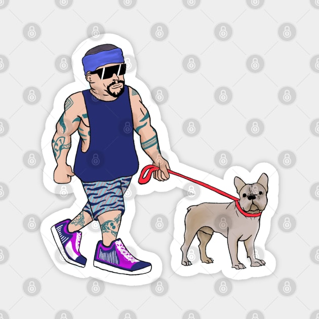 Rapper With Puppy Frenchie - Rappers with Puppies Magnet by heidiki.png