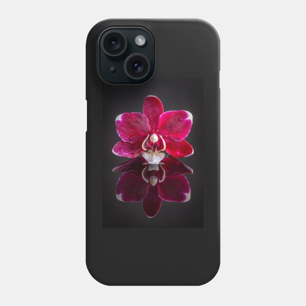 Pink Orchid Reflection with Raindrops Phone Case by TonyNorth