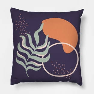 Abstract shapes lines and leaves digital design illustration Pillow