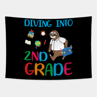 Diving Into 2nd Grade Dabbing Sloth Back To School Tapestry