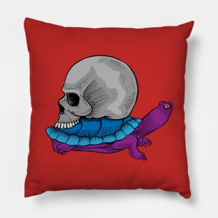 Turtle Skull Hand Drawn Pillow