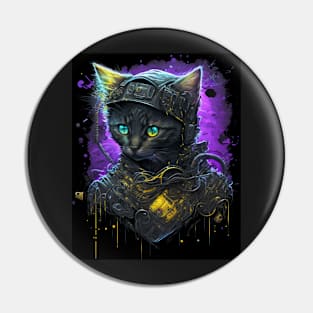 Cyberpunk cat kitten robot Pin