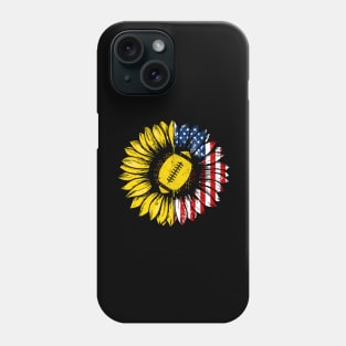 Sunflower American Flag Rugby Lover Gifts 4th Of July Phone Case