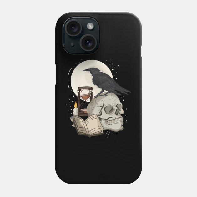 Dark Academia Raven skull Phone Case by Mitalim