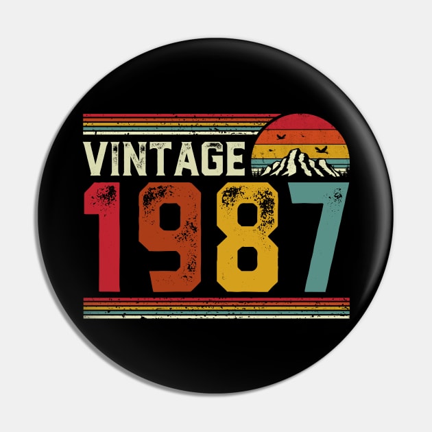 Vintage 1987 Birthday Gift Retro Style Pin by Foatui