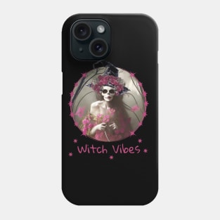 Good Witch and flowers in dark forest for cute Halloween,scary, spooky gothic floral lady Phone Case