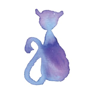 Blue And Purple Sitting Cat T-Shirt