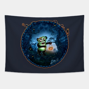 Zombie Panda Spooky Hollow Tapestry