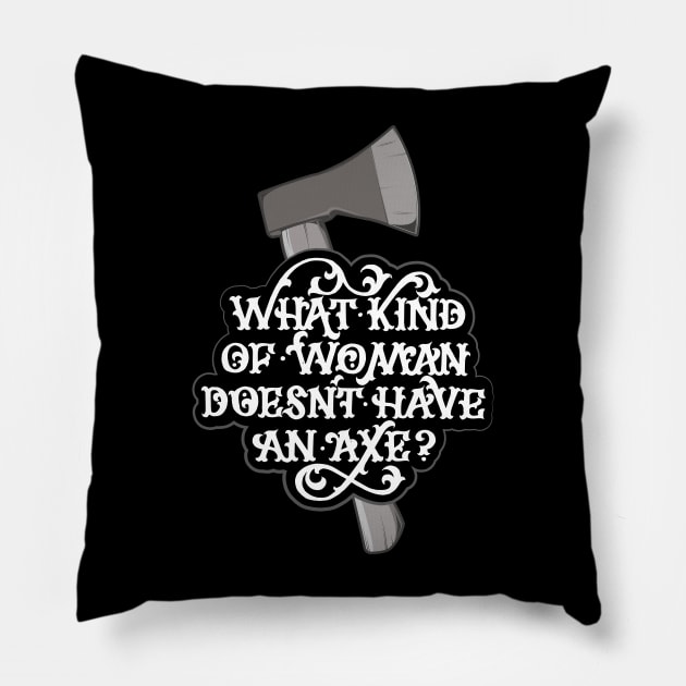 Women Throwing Axe Pillow by polliadesign