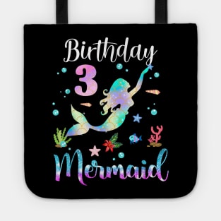 3 Years Old Birthday Mermaid Happy 3rd Birthday Tote