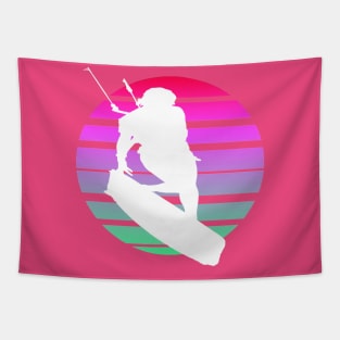 Kitesurfing Female Rider Silhouette Retro Sunset Tapestry