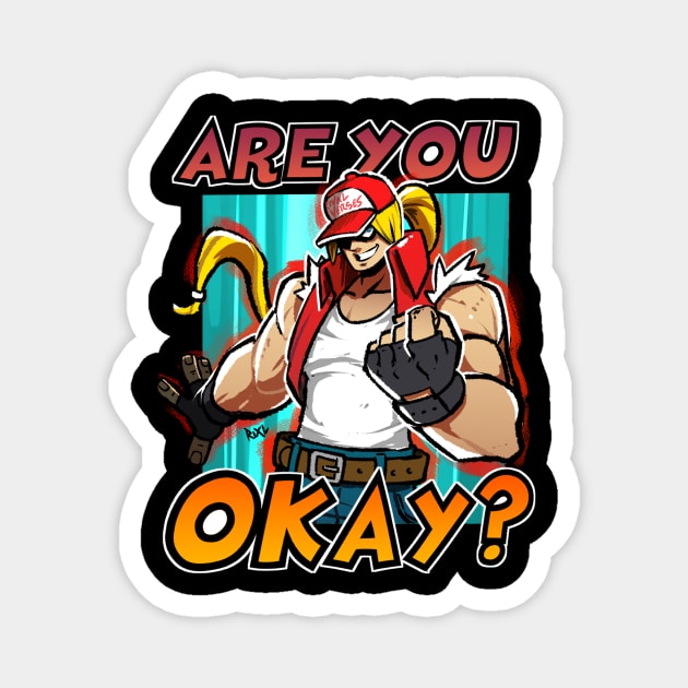 Terry Bogard T-shirt (Are you ok?) Magnet by Black Star Art Guild