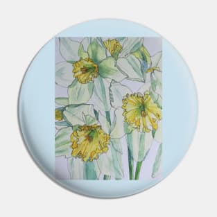 Daffodils watercolour painting Pin