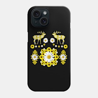 deer blooming sunflowers daisies red deer floral pattern Phone Case