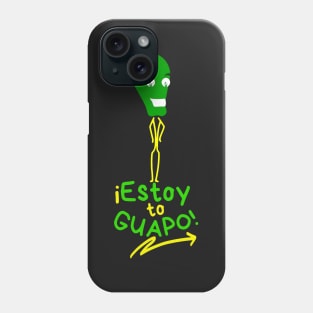 Funny green martian very proud of himself. Funny phrase in Spanish: I'm so handsome!. Popular expression in Spanish. Phone Case