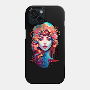 Modern Woman Psychedelic Abstract retro vintage poster design Phone Case