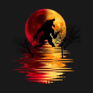 werewolf yellow red moon 1 T-Shirt