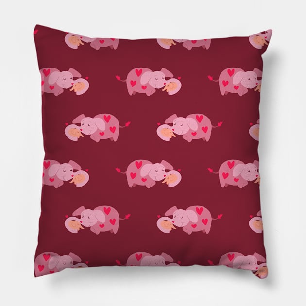 Mama and Baby Elephant Pattern Pillow by saradaboru