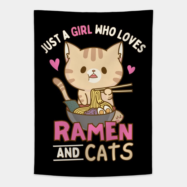 Just A Girl Who Loves Ramen And Cats Tapestry by Sugoi Otaku Gifts