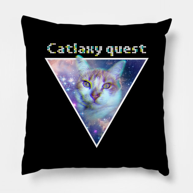 Catlaxy quest! Pillow by Blacklinesw9