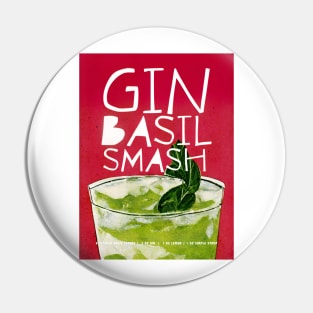 Gin Basil Smash Retro Poster Big Basilikum Bar Prints, Vintage Drinks, Recipe, Wall Art Pin