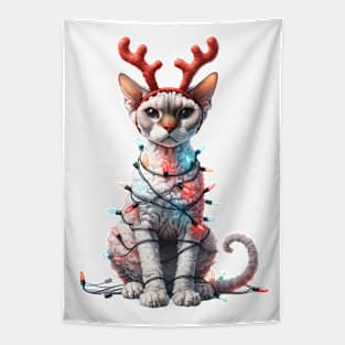 Christmas Red Nose Devon Rex Cat Tapestry