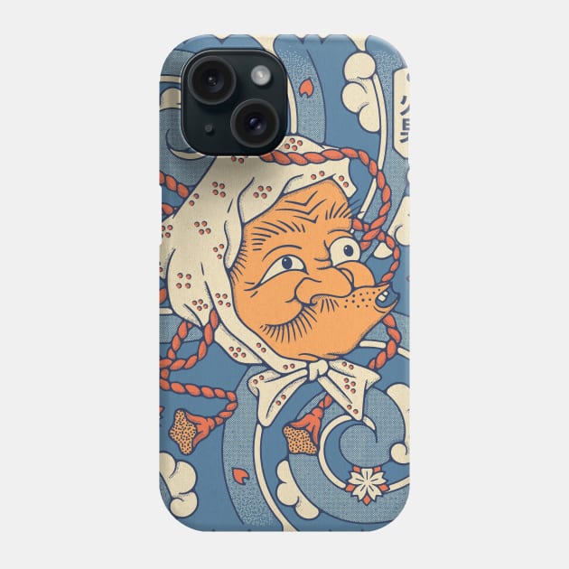 Hyottoko Japanese mask Tattoo style illustration Phone Case by RyanRagnini