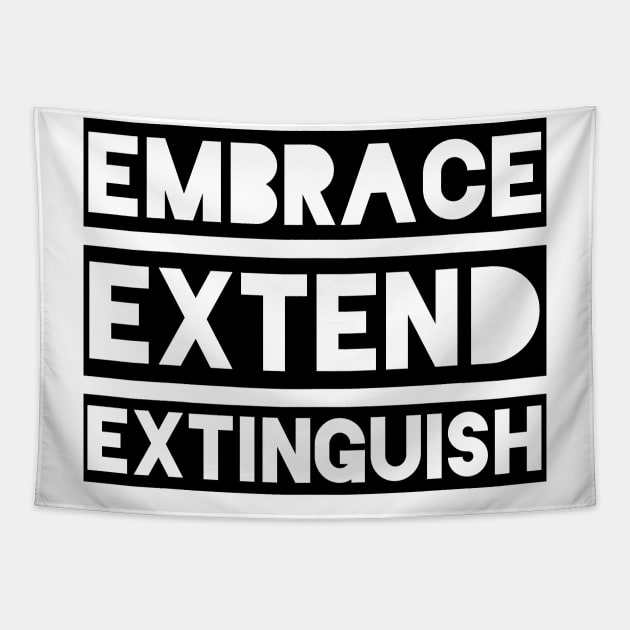 Embrace Extend Extinguish Tapestry by qqqueiru