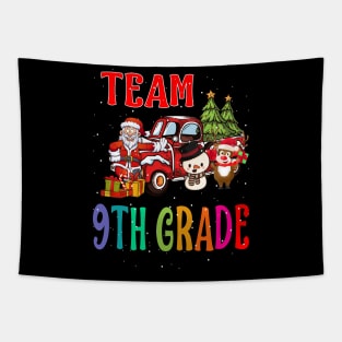 Team 9Th Grade Santa And Reindeer Christmas Tapestry