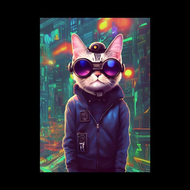 Cool Japanese Techno Cat In Japan Neon City by star trek fanart and more