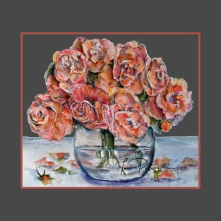 Rose Bud Vase Watercolor T-Shirt