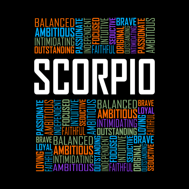 Scorpio Zodiac Words by LetsBeginDesigns