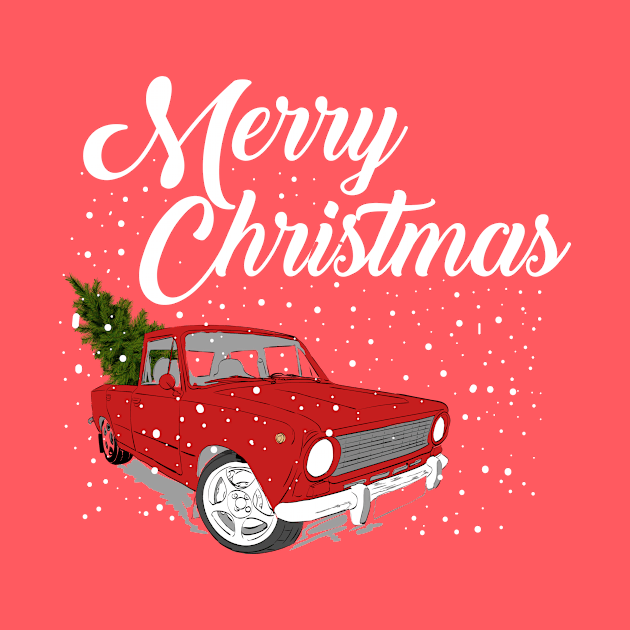 Red Truck Merry Christmas Tree by Skylane