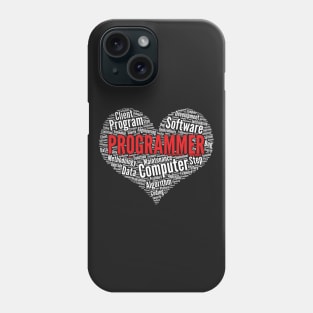 Programmer Heart Shape Word Cloud Design Coding product Phone Case