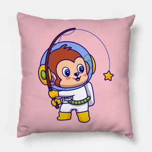 Monkey Astronaut Fishing Star Pillow