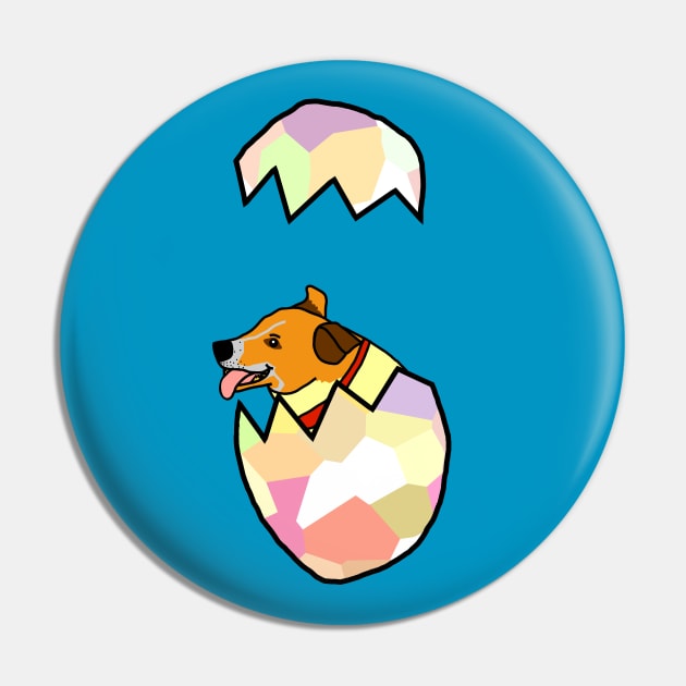 Jack Russell Puppy Popping out of Funny Easter Egg Pin by ellenhenryart
