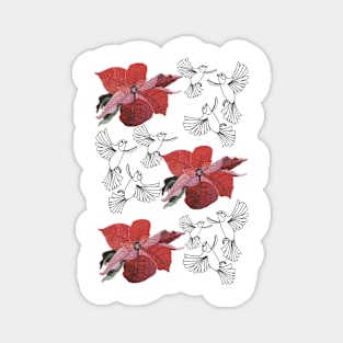 Birds In Flight & Poinsettia Magnet