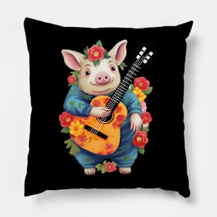 Aesthetic Cute Pig Guitar Lover Pillow