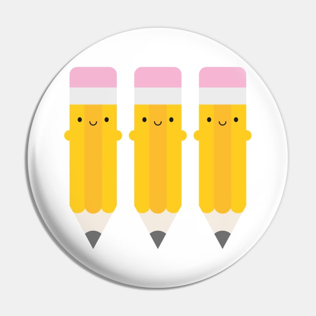 Happy Kawaii Pencils Pin by marcelinesmith