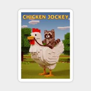 Chicken-Jockey - Funny Raccoon riding Chicken Magnet