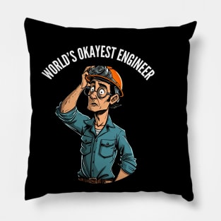 World's Okayest Construction Engineer v1 (round) Pillow