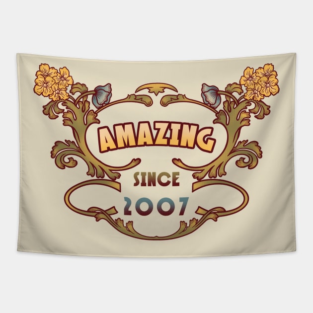 AMAZING SINCE 2007 retro vintage art nouveau birthday gift idea Tapestry by leepianti